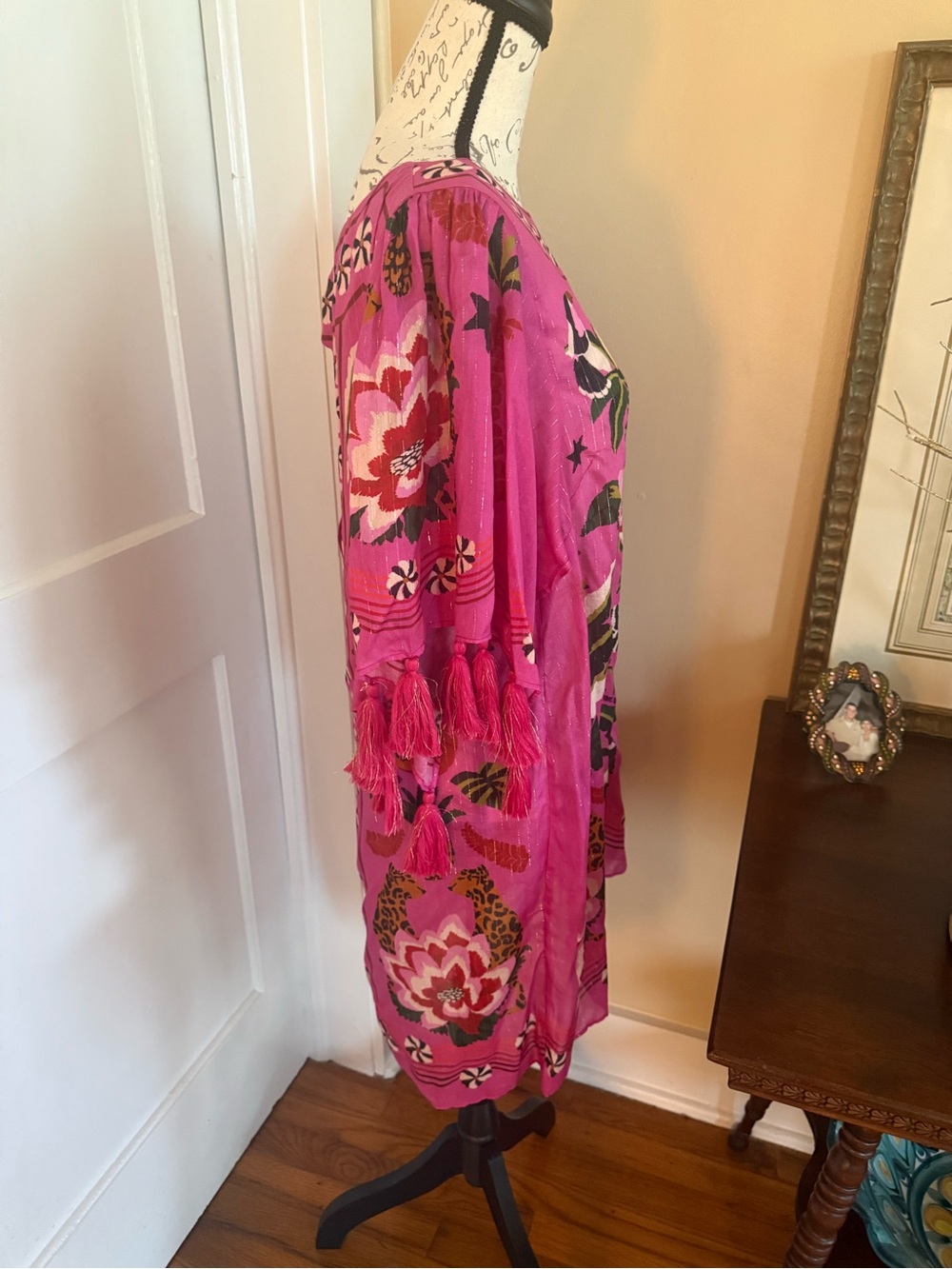 FARM Rio Hot Pink Tropical Embroidered Midi Dress - Picture 4 of 7